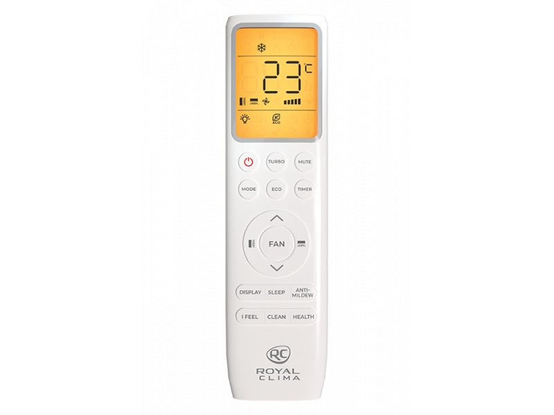 Royal Clima RCI-PFD40HN пульт управления жёлтый LCD дисплей кнопки MODE ECO TURBO MUTE таймер