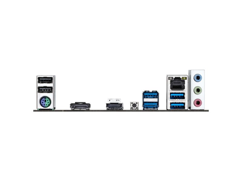 Gigabyte A520M H ARGB задняя панель — USB 3.2, USB 2.0, HDMI, DisplayPort, RJ-45, аудиоразъёмы