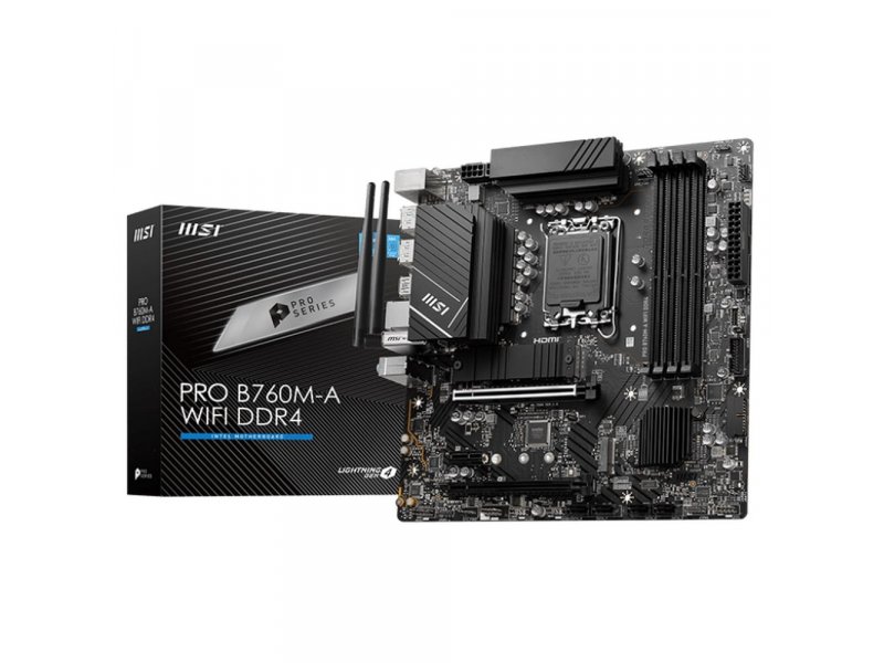 MSI PRO B760M-A WIFI DDR4 комплект поставки — упаковка, антенны Wi-Fi, кабель SATA