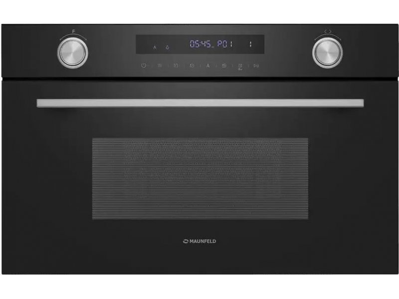 Maunfeld MBMO349GB встраиваемая микроволновая печь чёрный корпус вид спереди