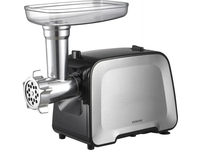 Centek CT-1604 мясорубка серая — вид спереди на корпус и горловину