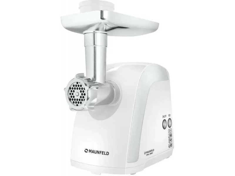 Maunfeld MMG.2000W белая мясорубка с металлической чашей и пятью насадками в комплекте