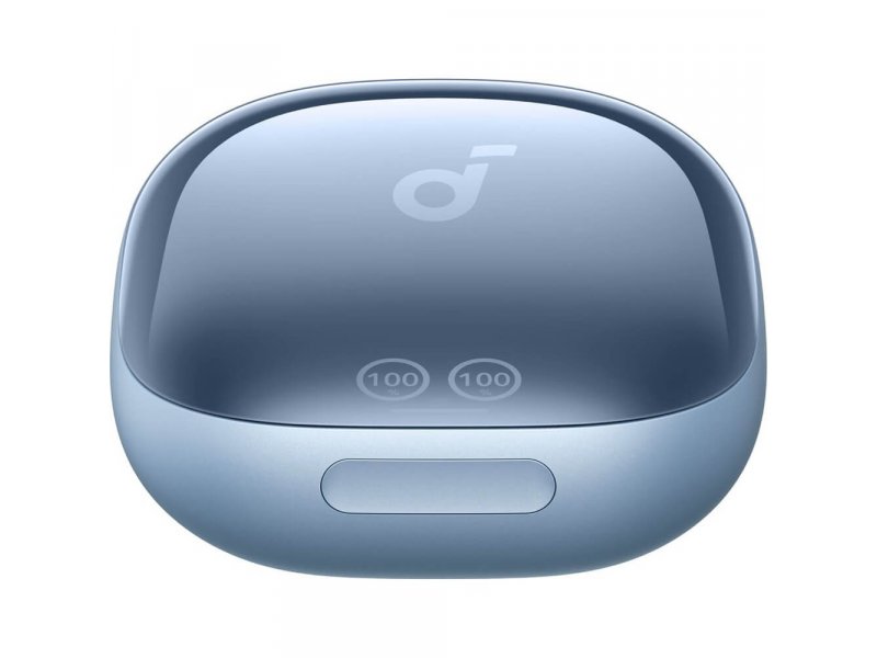 Soundcore Liberty 4 Pro голубой глянец — вид сбоку на наушник с кнопкой управления