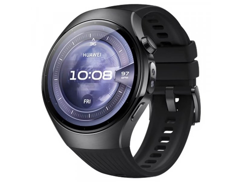 Huawei Watch 5 Rates-L19F 46mm вид спереди — круглый AMOLED-экран, титановый корпус, отображение пульса и времени