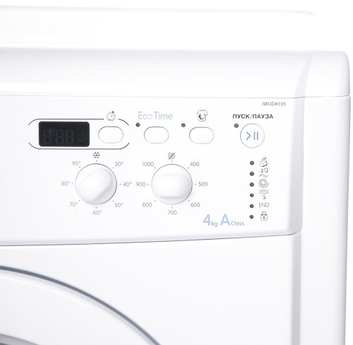 Indesit IWUD 4105 панель управления дисплей кнопки режимов регуляторы EcoTime загрузка 4 кг