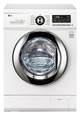 LG F1096TD3 фронтальная стиральная машина 8 кг белый корпус серебристый люк