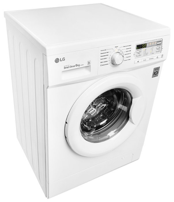 LG F10B8ND верхняя панель с логотипом InverterDirect Drive и компактный корпус