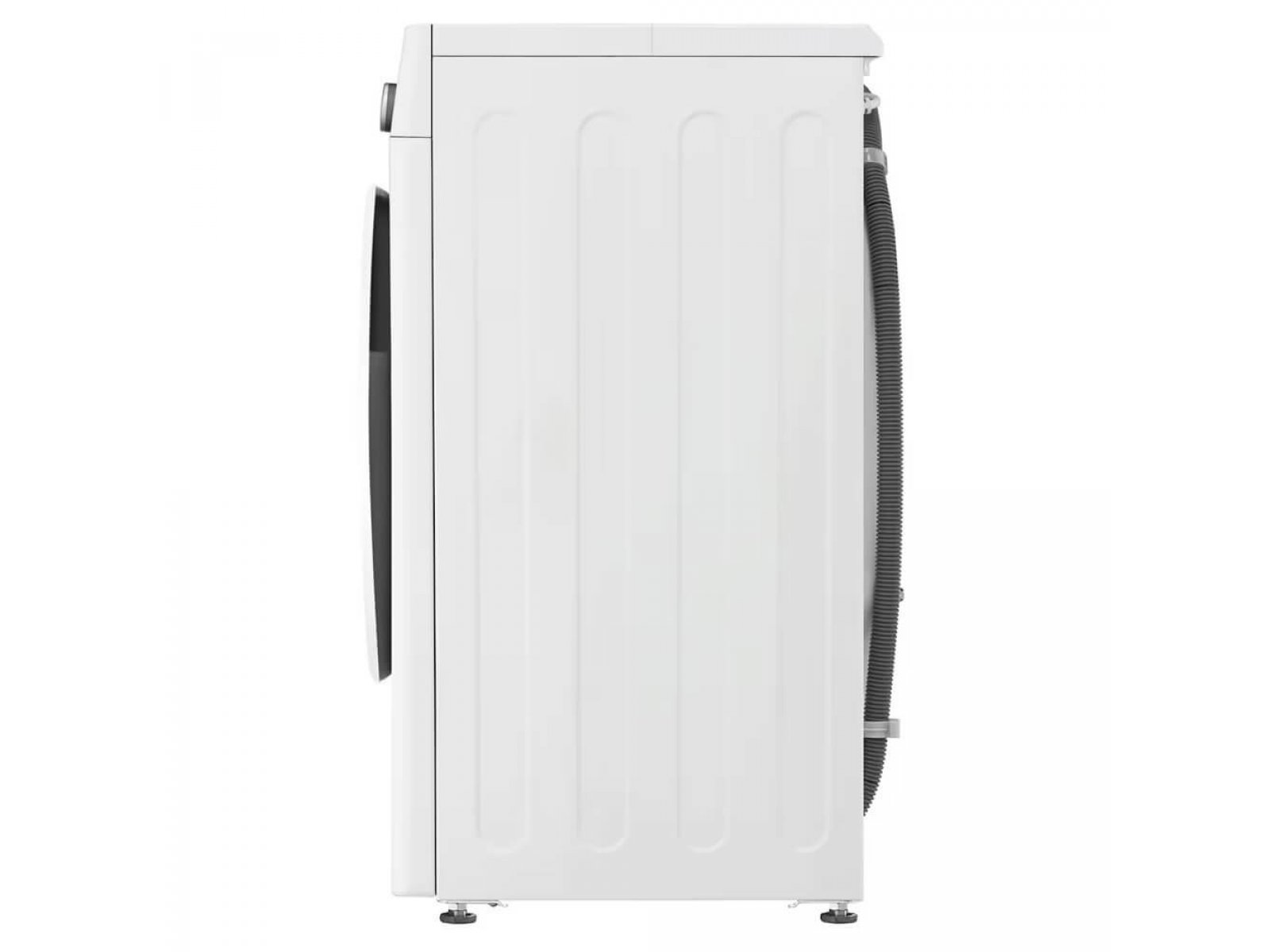 LG F2V5HG0W боковой профиль — корпус глубиной 47,5 см, видны шланги вентиляционной системы