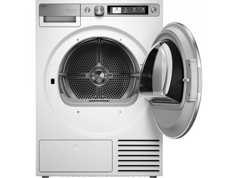 Asko T710HUXLW.P с открытым люком — барабан из нержавеющей стали и TFT-панель управления