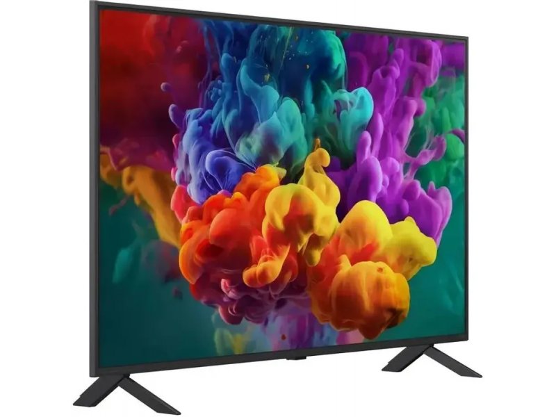 LG 75QNED85B6C на X-образной подставке вид под углом, дизайн корпуса QNED 75 дюймов 2026