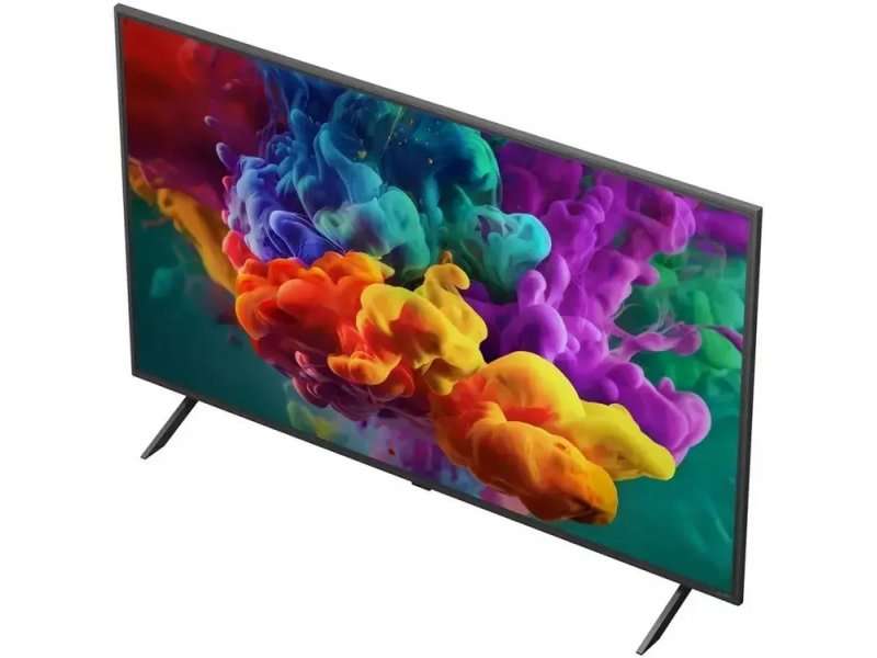 LG 75QNED85B6C вид сбоку, толщина корпуса 3 см, X-образная подставка, минималистичный дизайн