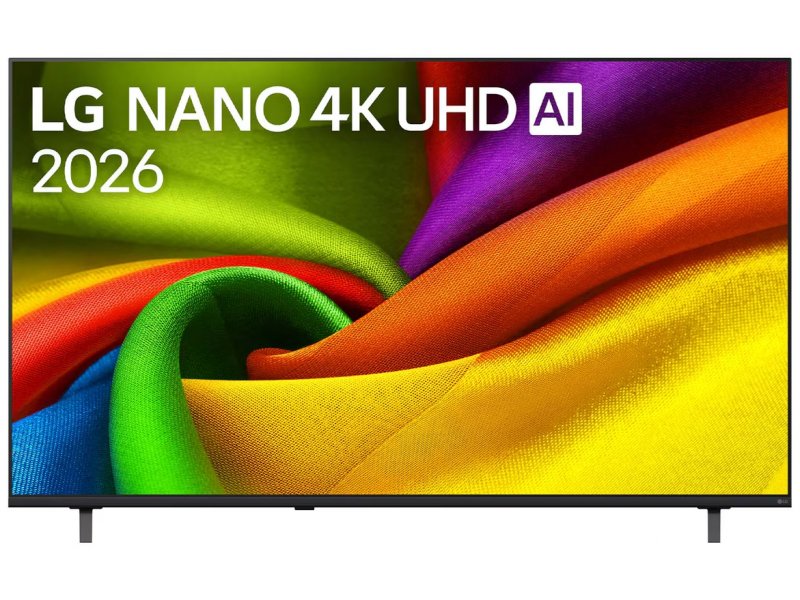 LG 85NU900B6LA Nano Cell 85 дюймов — вид спереди, экран включён с ярким изображением