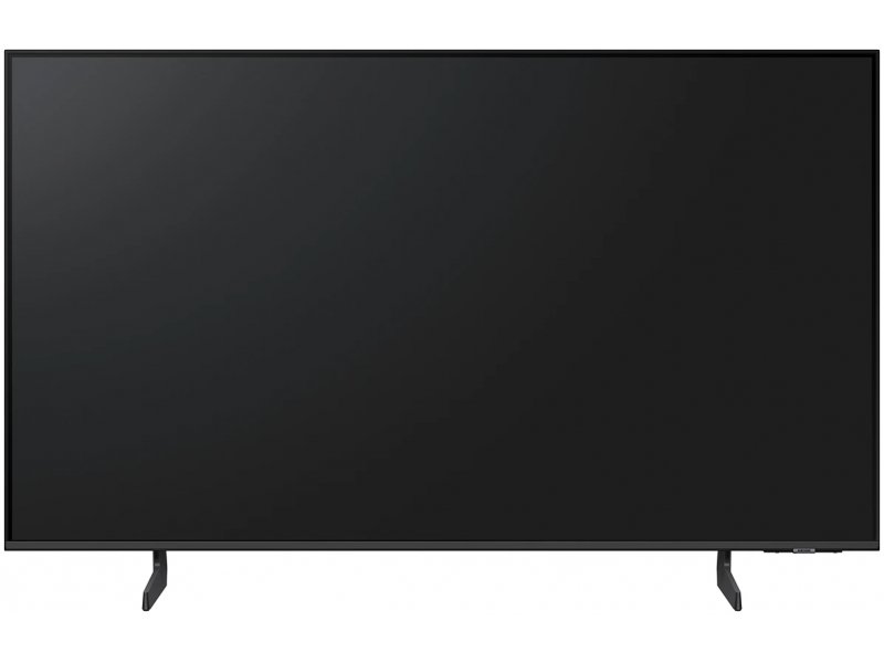 Samsung QE43QN70HAUXPY дизайн &mdash; вид спереди с чёрным выключённым экраном на подставке