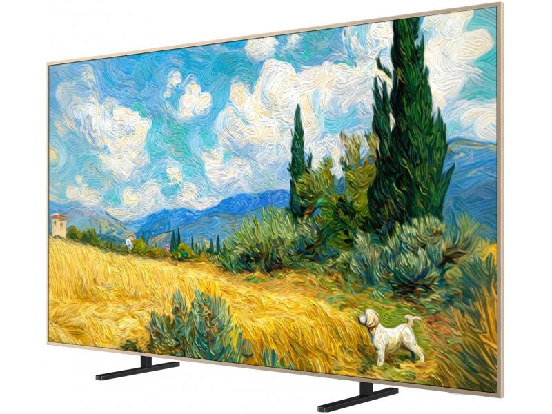 TCL 75A400 Pro — угловой вид сбоку, глубина корпуса 4 см и расположение подставки