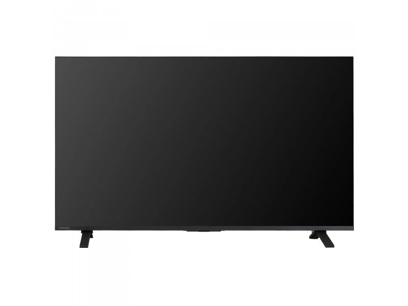 Toshiba 50C350RE спереди с выключенным экраном, чёрный корпус минималистичного дизайна