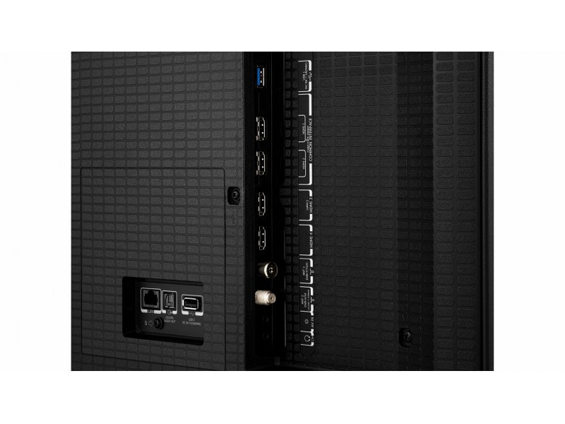 Toshiba 75Z770RE крупный план разъёмов — HDMI 2.1, USB, кнопки управления