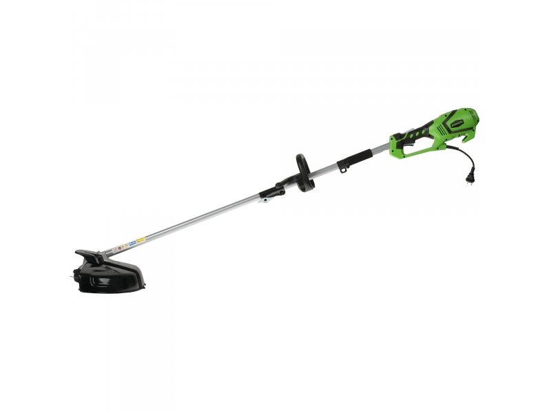 Greenworks GST1246 вид в сборе — прямая штанга с режущей головкой, полный профиль