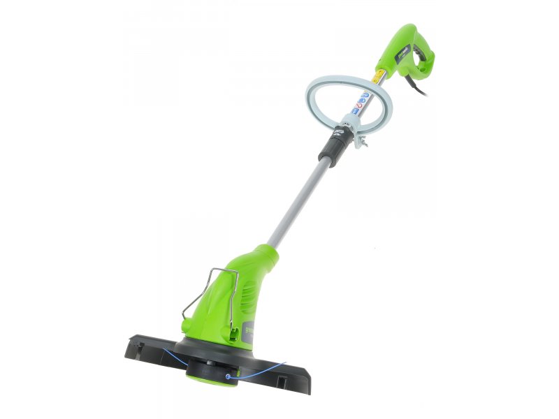 Greenworks GST5033 — вид триммера в сборе, леска, штанга и рукоятка