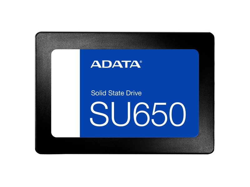 ADATA SU650 2TB вид спереди — синяя панель и чёрный корпус 2.5 дюйма SATA