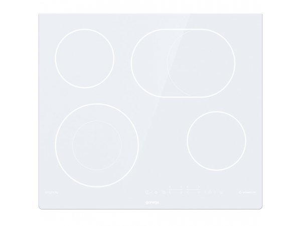 Gorenje ECT643SYW вид сверху четыре конфорки белая стеклокерамика