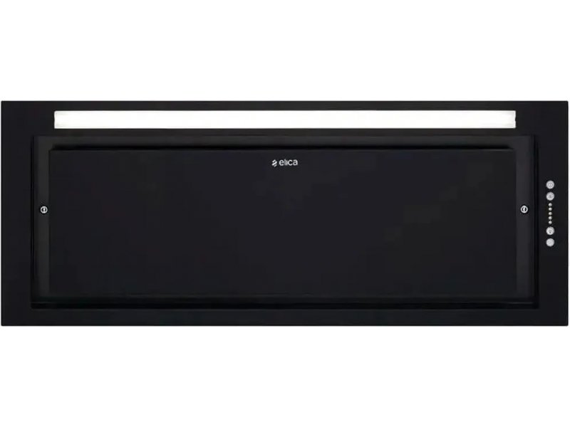 Elica Lane Sensor BLMAT/A/52 черная — фронтальный вид закрытой вытяжки, кнопки управления справа, LED-подсветка