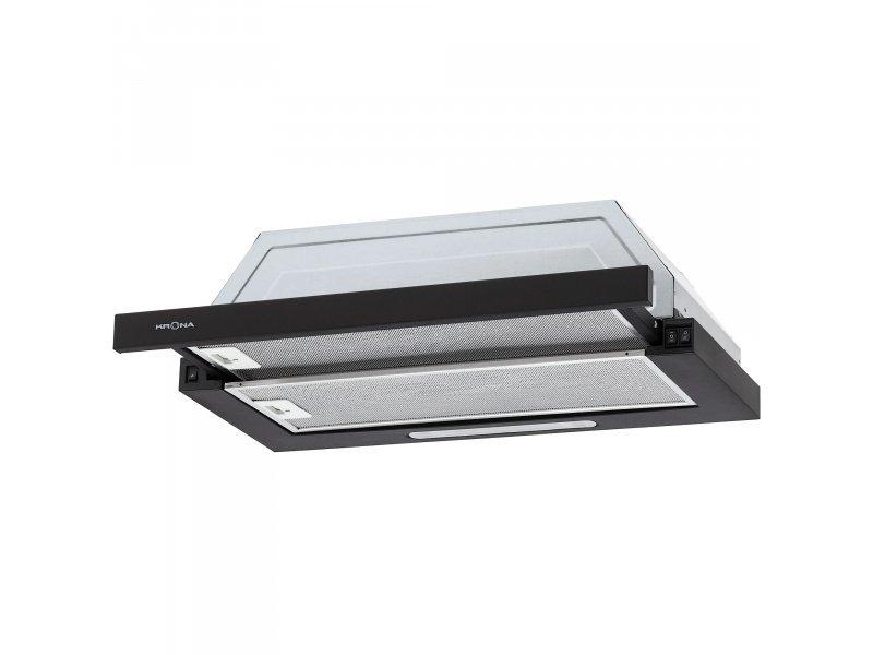 Krona Kerry 600 Black PB встраиваемая вытяжка черный корпус выдвижной козырек