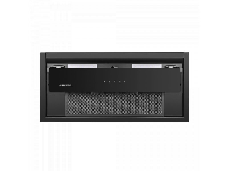 Maunfeld MZR 60 чёрный — фронтальный вид, сетчатый жиропоглощающий фильтр и панель управления
