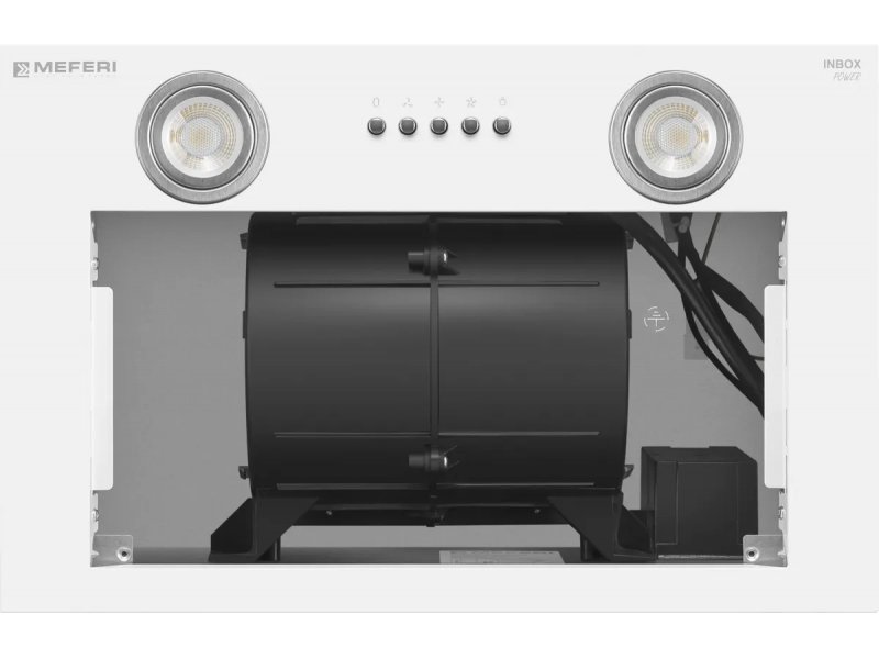 Meferi Power Inbox45WH вид снизу — мотор, трубопроводы и кабель системы воздуховода