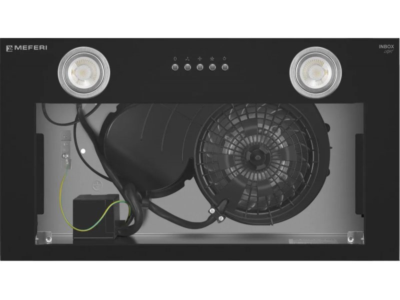 Meferi Light InBox52BK внутренняя конструкция — вентилятор, двигатель и электропроводка