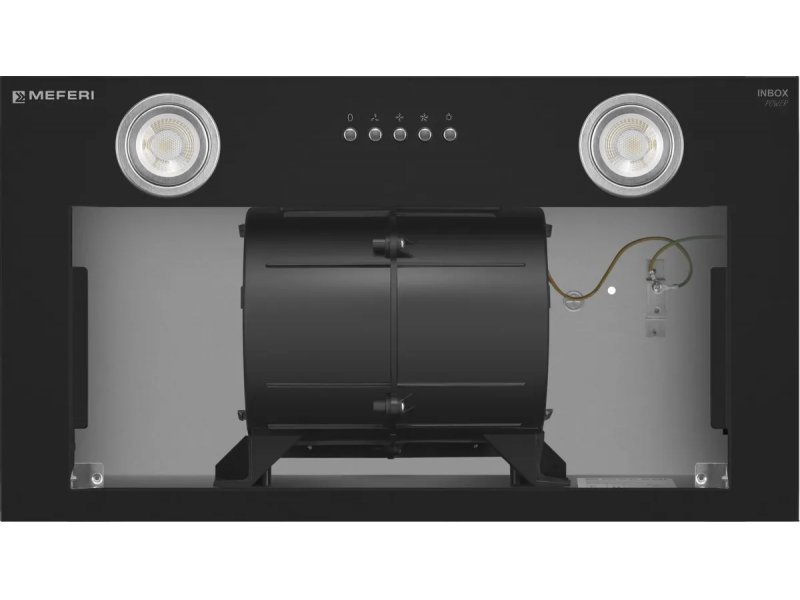 Meferi Power InBox52BK вид снизу — мотор, внутренние элементы и точки крепления для монтажа в шкаф