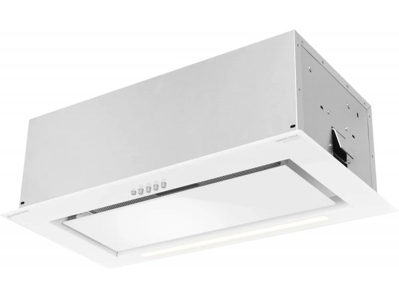 Meferi Power SmartBox60WH Glass — изометрический вид с открытой нижней крышкой, порты и крепления для монтажа в шкаф