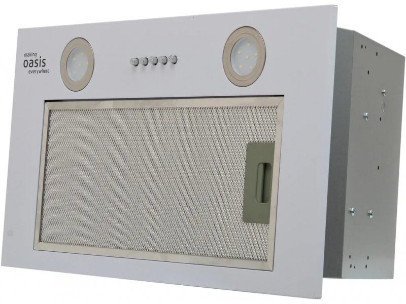 Oasis UM-52W фронтальный вид белая панель два светильника с бронзовой окантовкой логотип Oasis пять кнопок управления