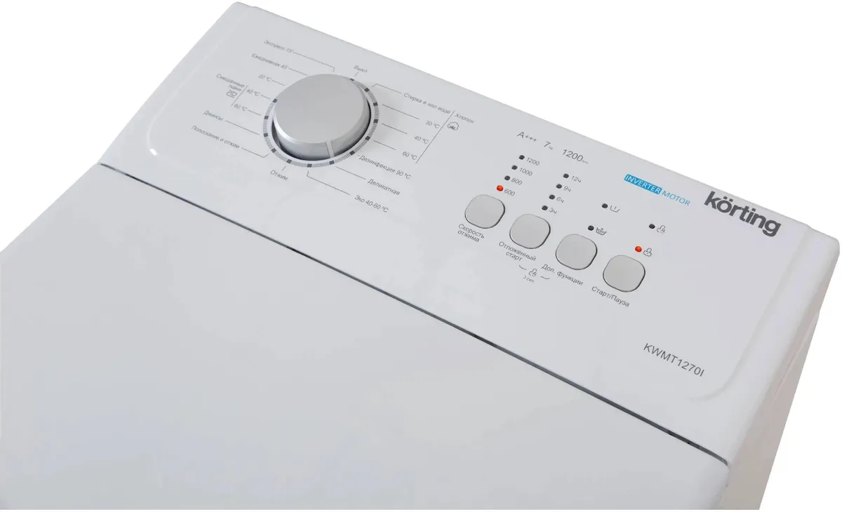 Korting KWMT 1270 I панель управления &mdash; круглая ручка программ, кнопки температуры и режимов, индикаторы