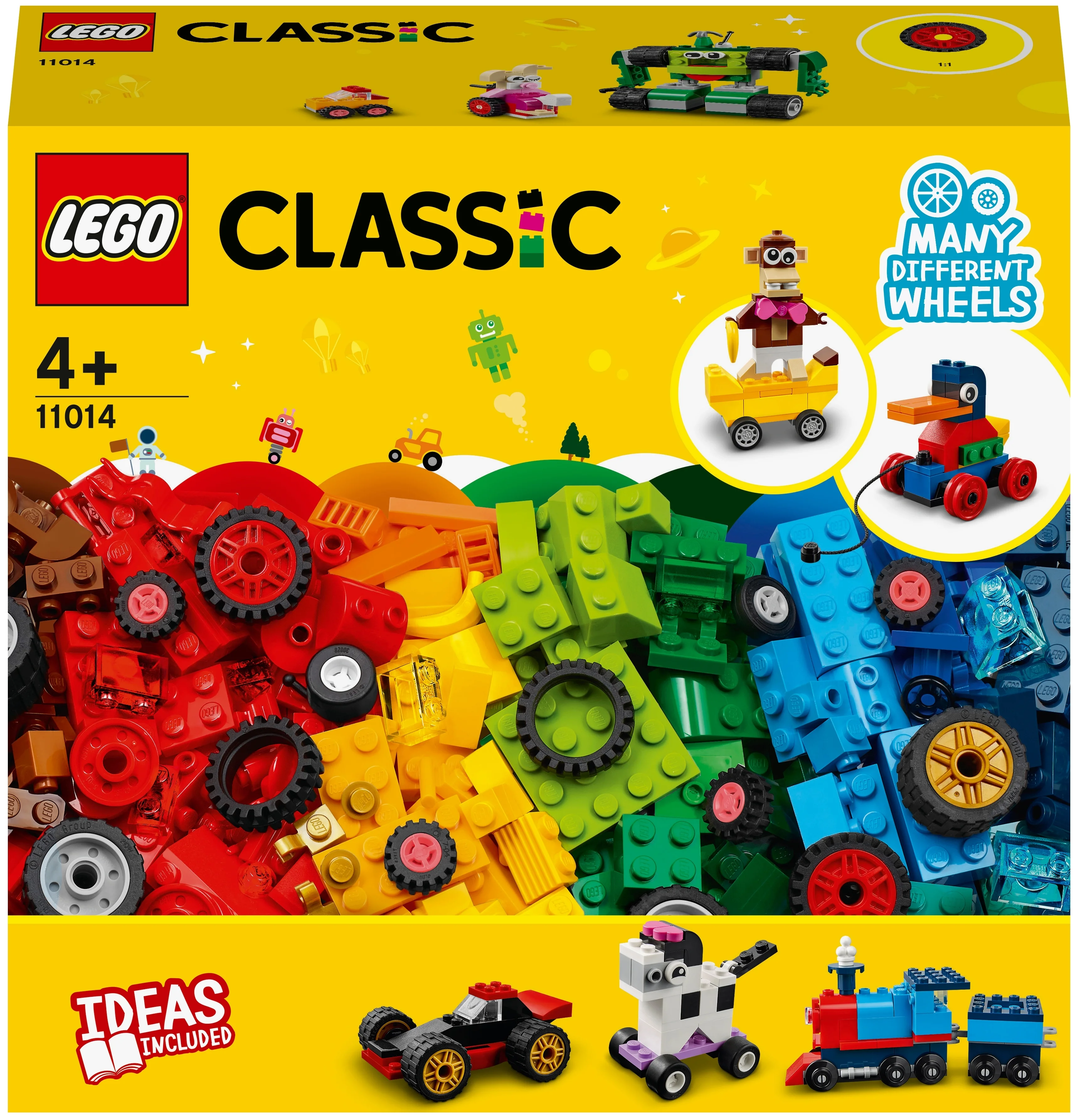 Конструктор LEGO Classic 11014 Кубики и колёса, 653 дет.