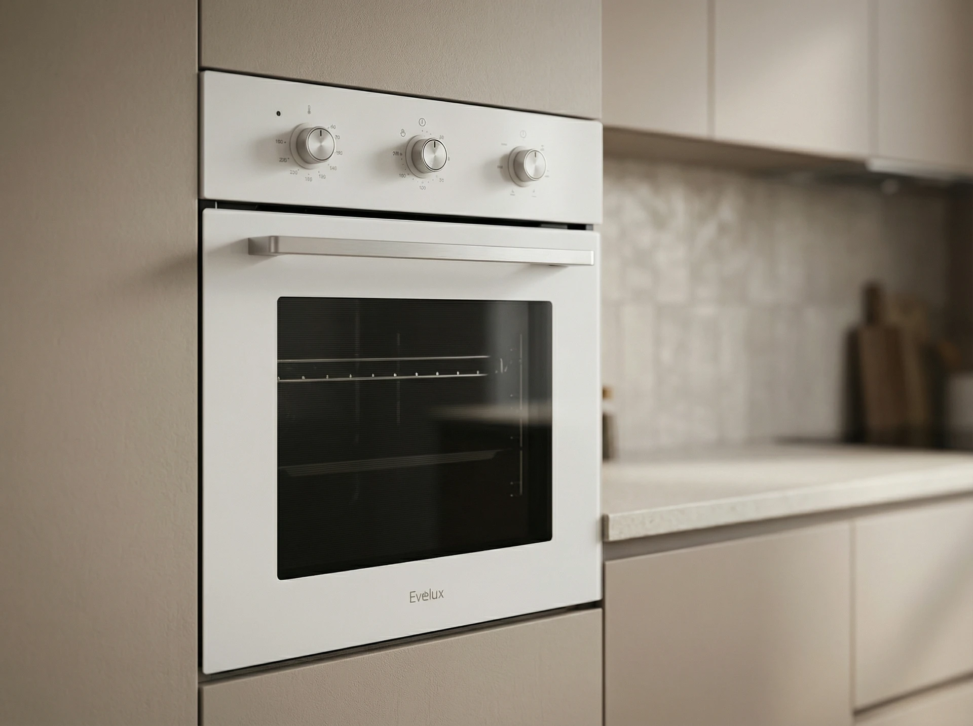 Электрический духовой шкаф Evelux EO 420 PW - фото в интерьере