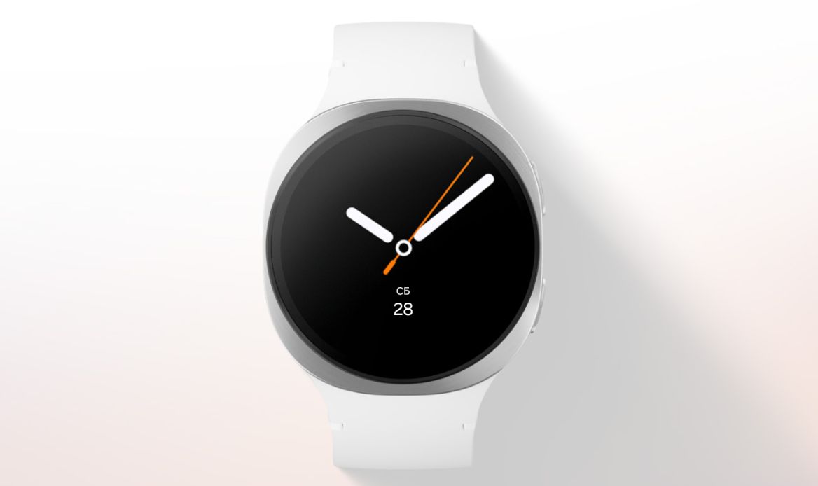 Samsung Galaxy Watch8 44 мм графитовый &mdash; вид спереди, круглый AMOLED-экран