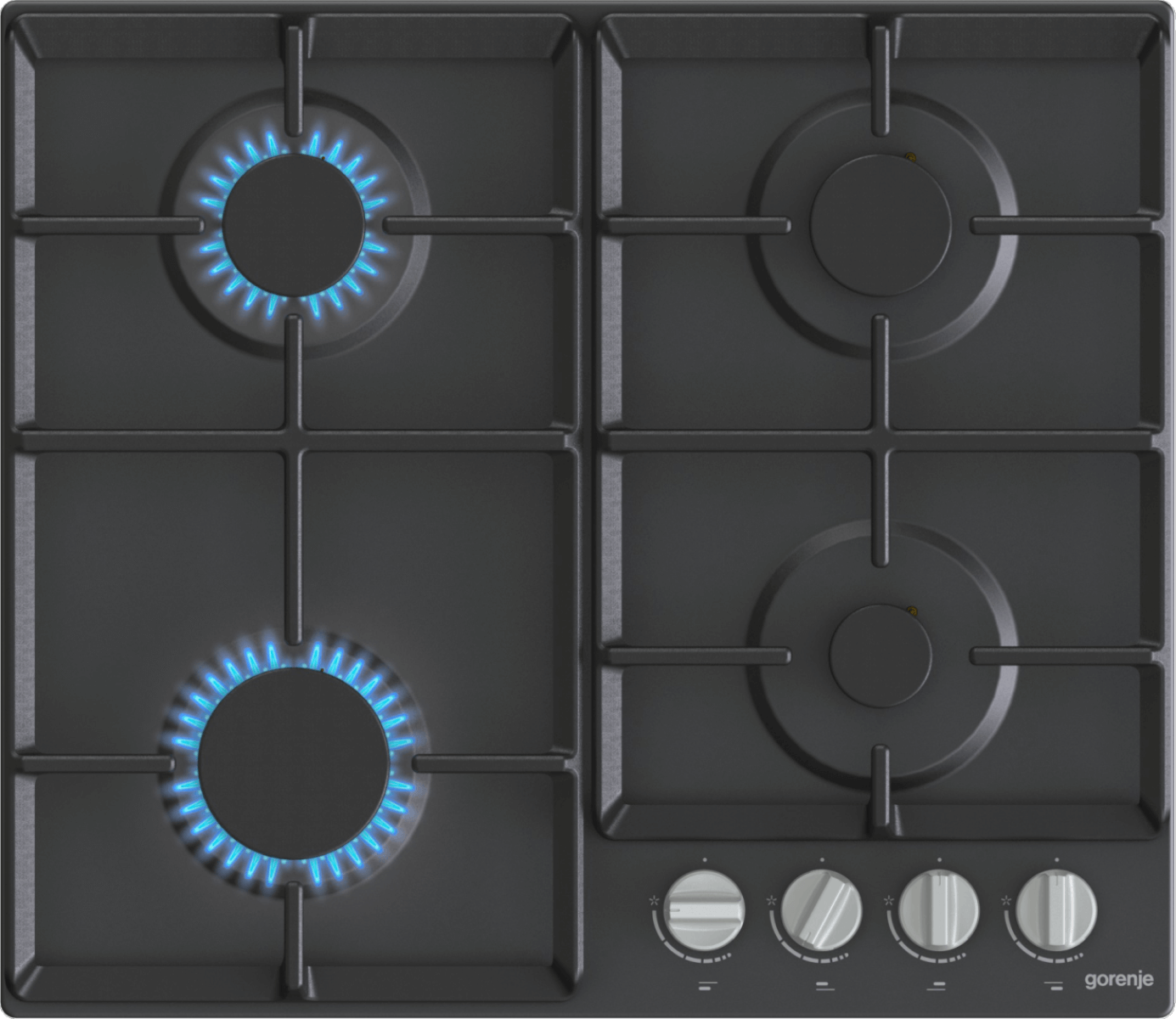Gorenje G641EXB чугунные решётки и эмалированная поверхность крупным планом
