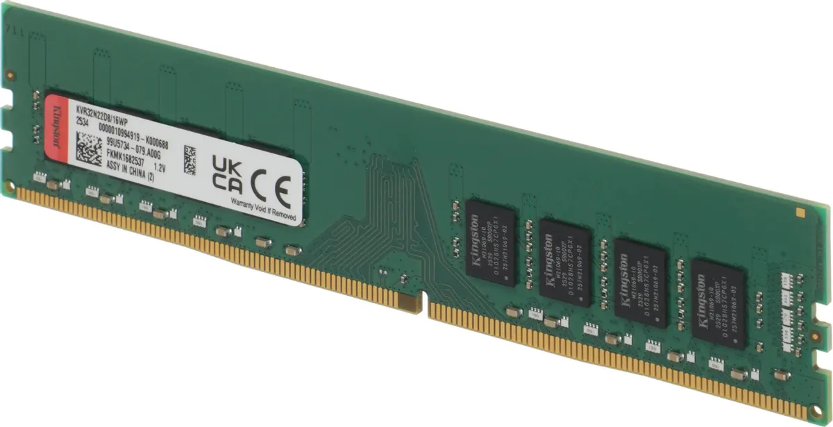 Kingston KVR32N22D8/16WP DDR4 16 ГБ модуль DIMM боковой профиль с этикеткой