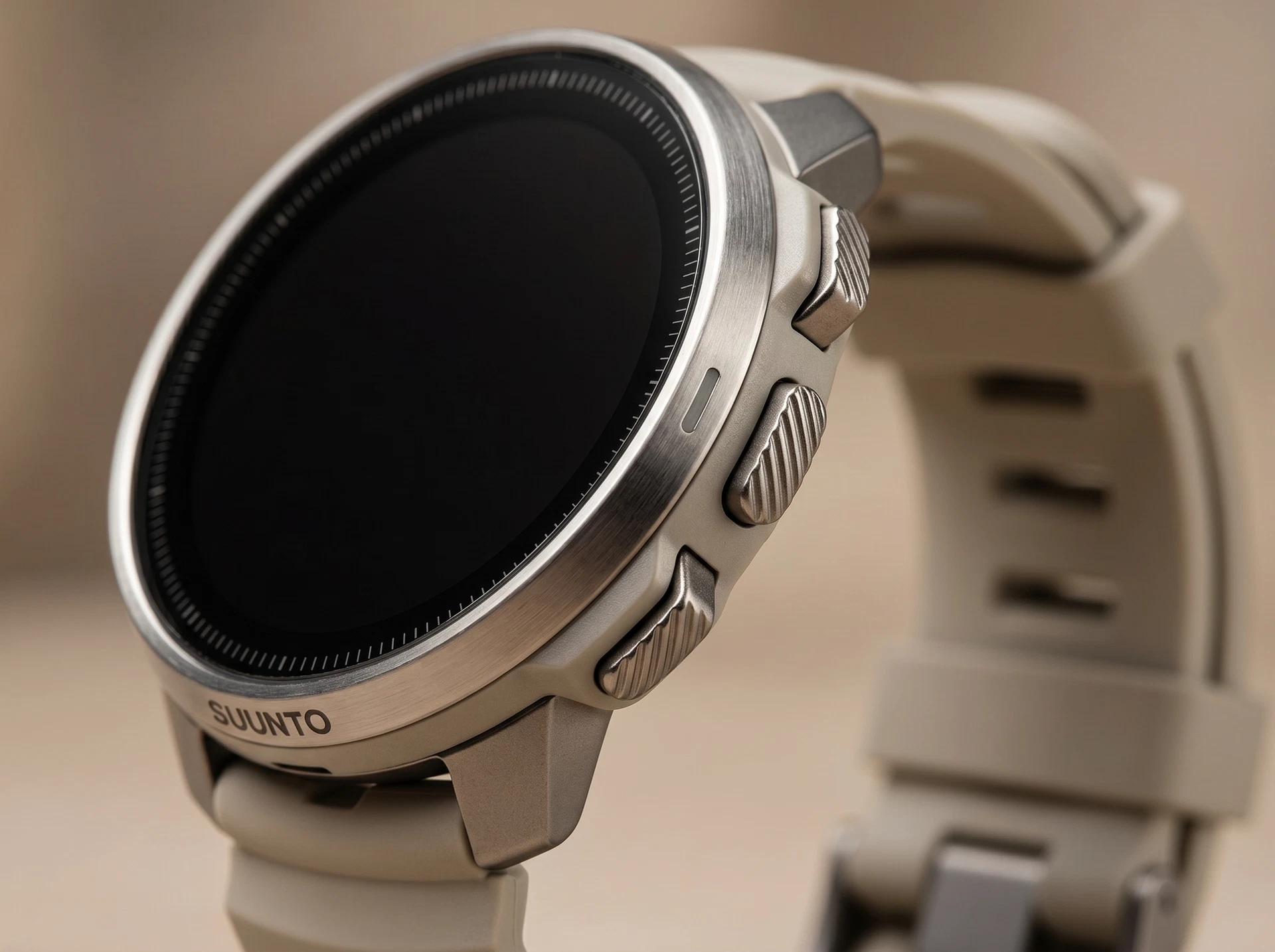 Suunto Ocean серебристый корпус бежевый ремешок вид в интерьере