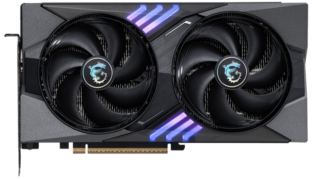 MSI GeForce RTX 5060 Ti 8G GAMING вид спереди с двумя вентиляторами и RGB подсветкой