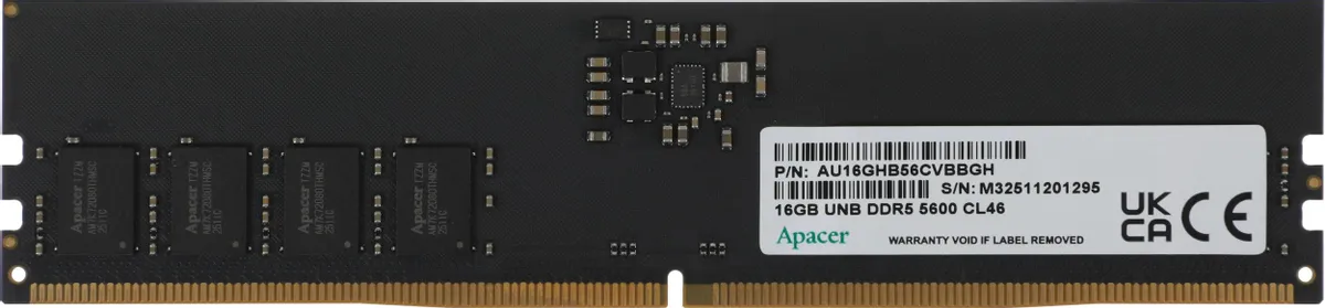 Apacer FL.16G2C.PKH DDR5 16 ГБ — планка памяти, вид спереди с микросхемами и маркировкой