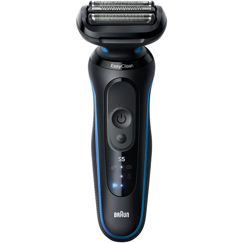 Braun 52-B1000s фронтальный вид — двойная сетка, кнопка питания и дисплей Series 5