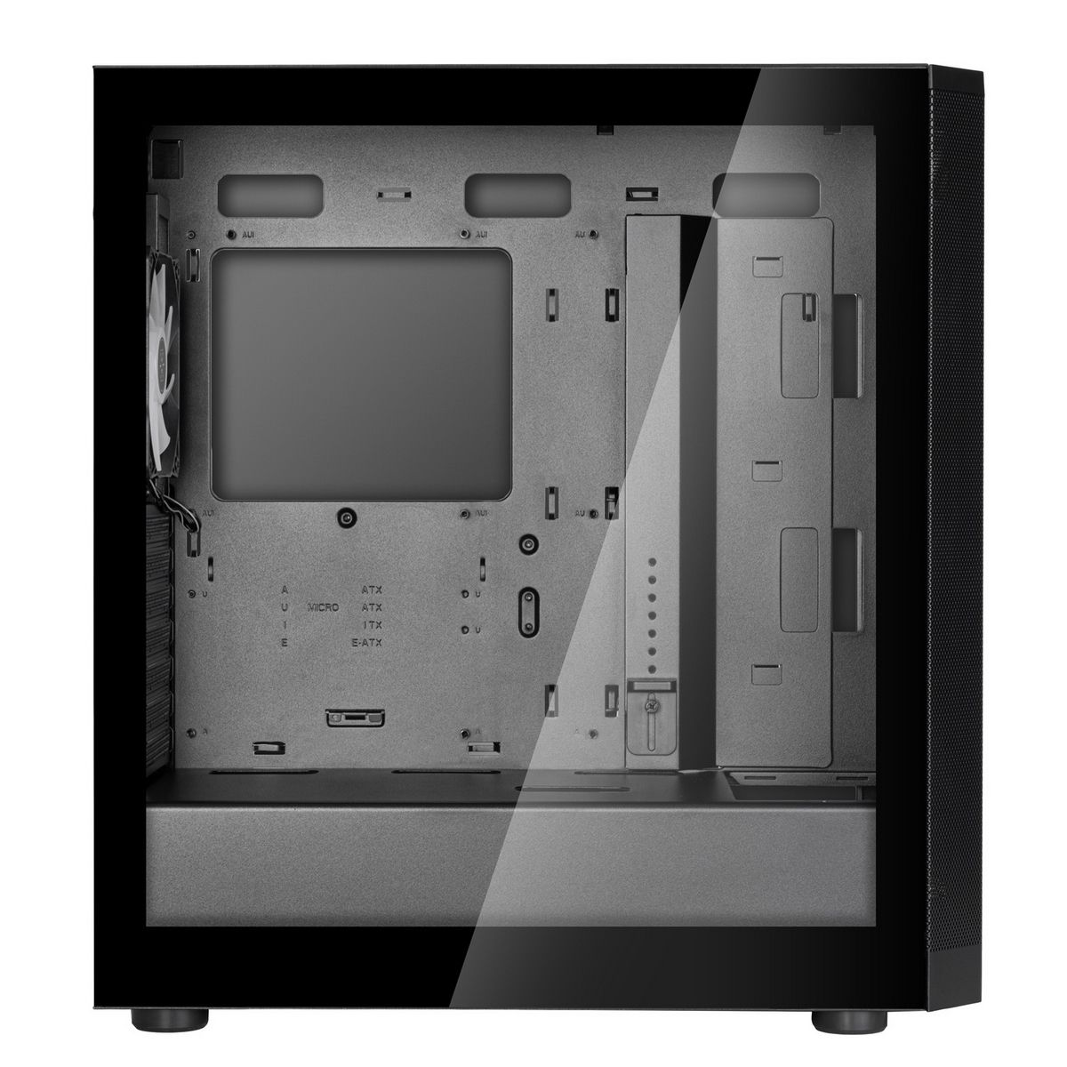 SilverStone SST-FA514X-BG открытый корпус с видом на материнскую плату и систему охлаждения