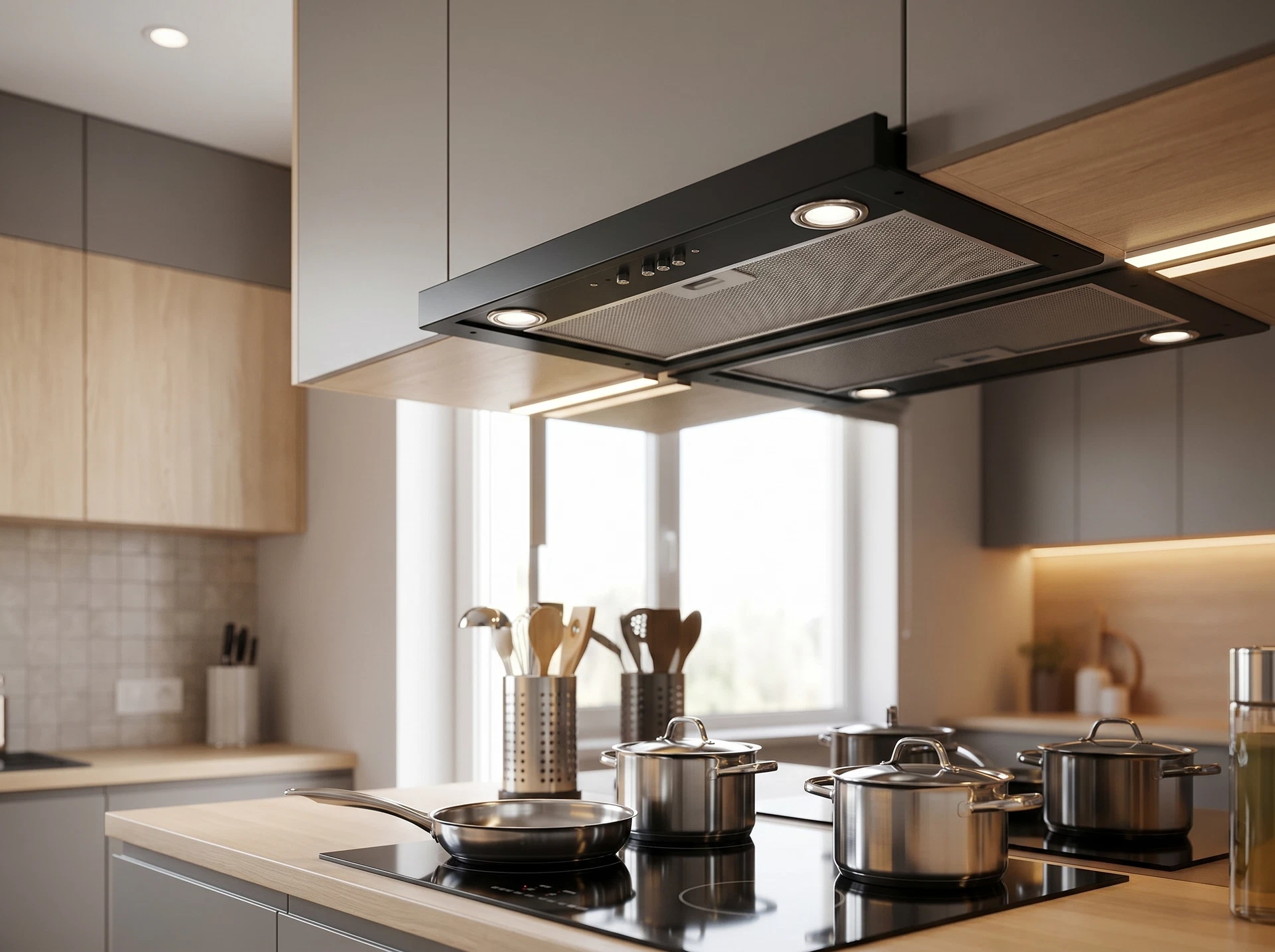 Вытяжка встраиваемая Elikor Flat 52P-650-K3D черный - фото в интерьере