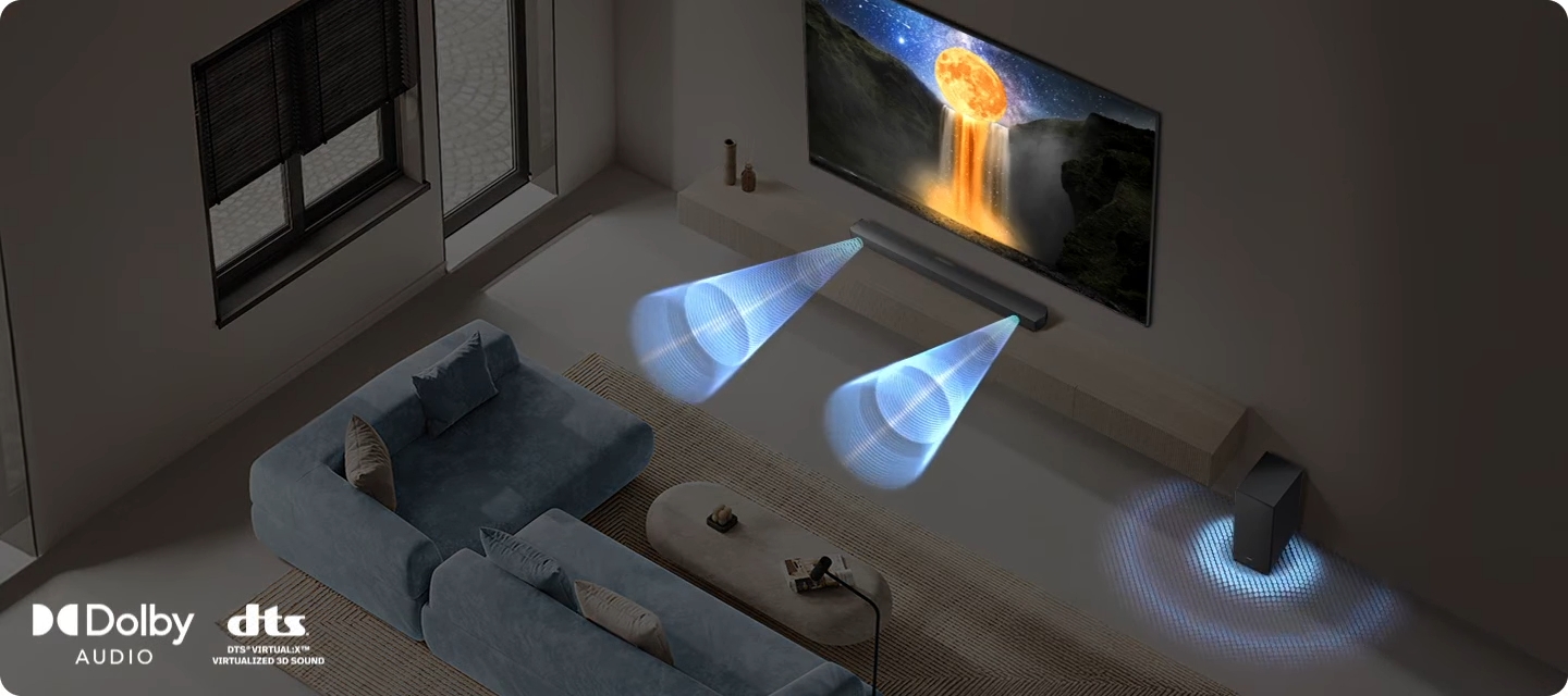 Samsung HW-B450F &mdash; демонстрация Dolby Audio и DTS Virtual:X с визуализацией звуковых волн