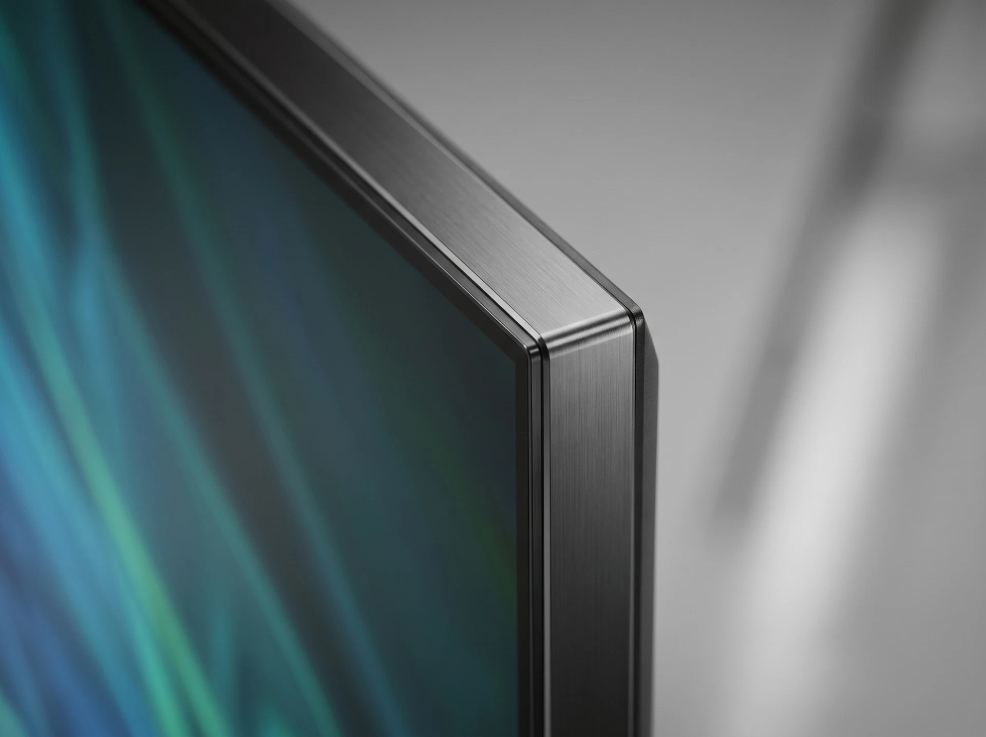 Samsung QE55QN80H Neo QLED в современном интерьере — вид сбоку, минималистичный дизайн