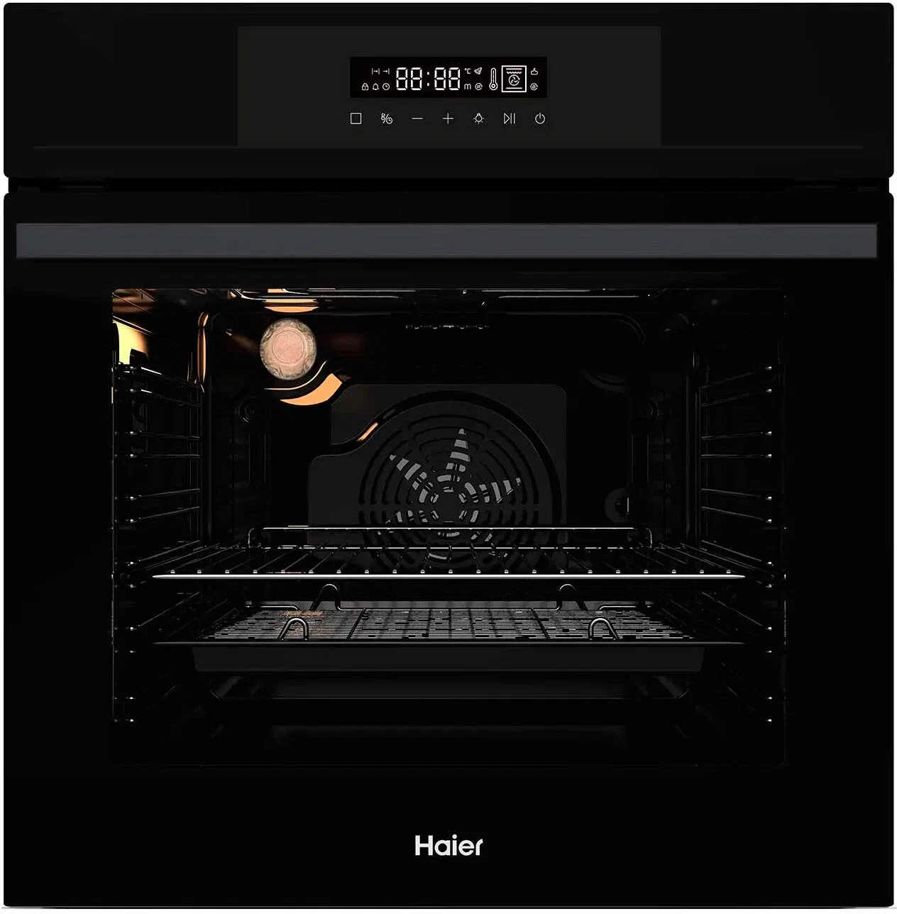 Электрический духовой шкаф Haier HOX-FP3AGB 59 см, 76 л, гриль и конвекция, черный