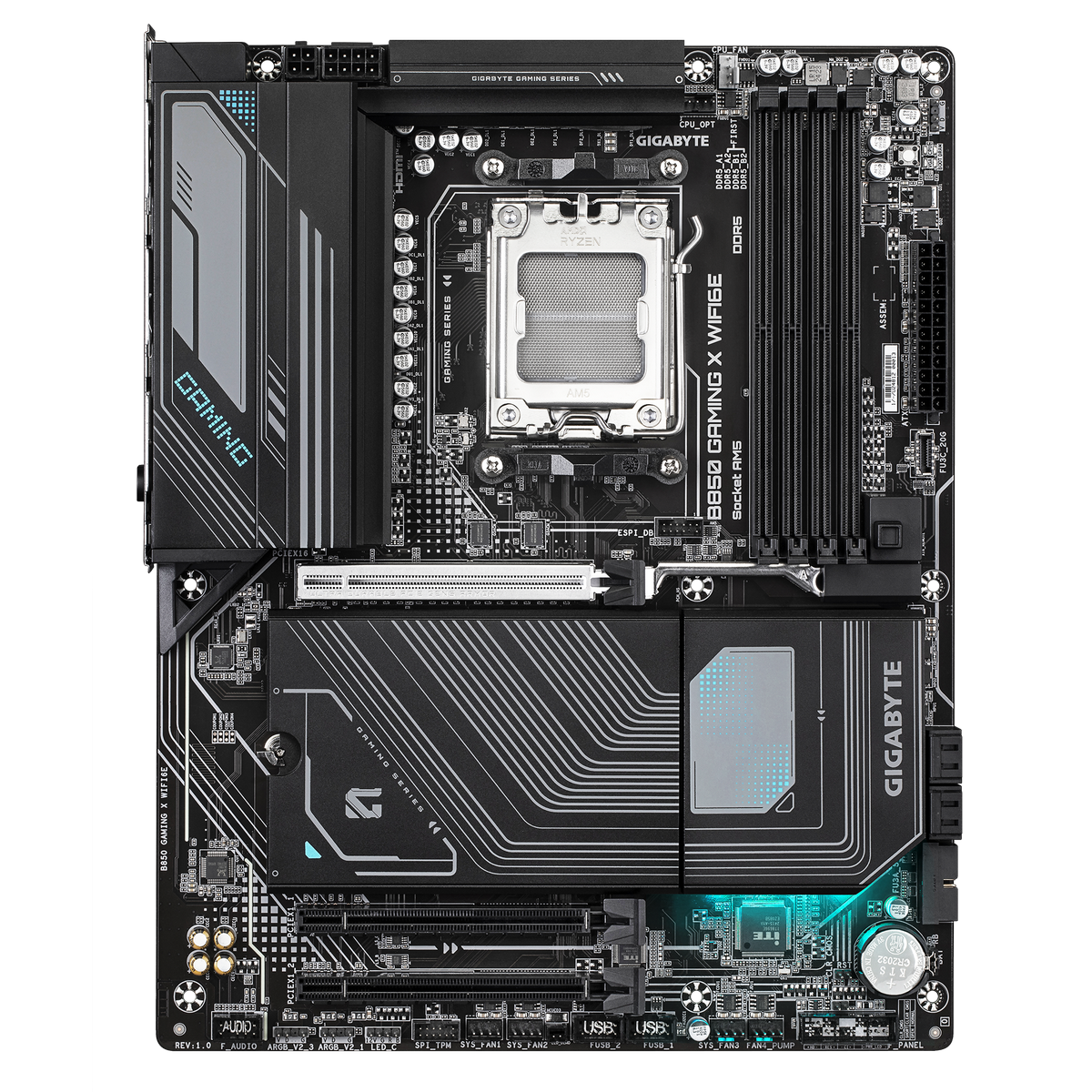 Gigabyte B850 Gaming X Wifi6e разъёмы M.2 и слоты PCIe на плате AM5