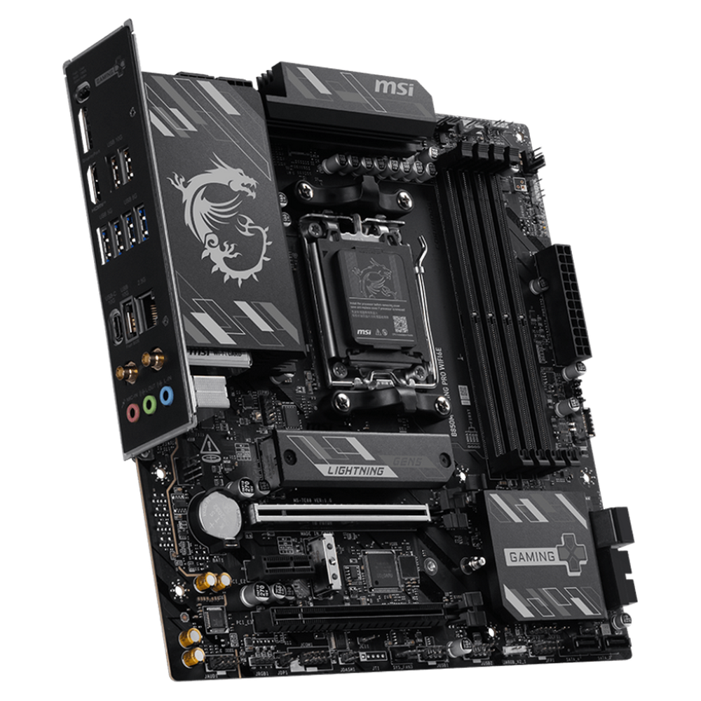 MSI B850M Gaming Pro WiFi6E задняя панель — USB-порты, аудио разъёмы, крепёжный механизм