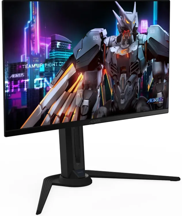 Gigabyte AORUS FO27Q5P вид под углом игровой монитор QD-OLED 500 Гц